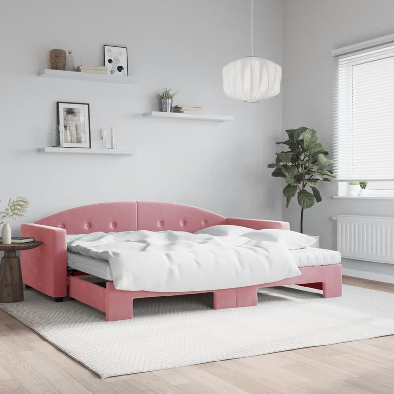 Slaapbank Onderschuifbed Matrassen 90X190Cm Fluweel