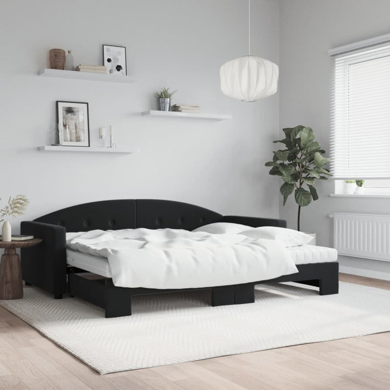 Slaapbank Onderschuifbed Matrassen 90X190Cm Fluweel