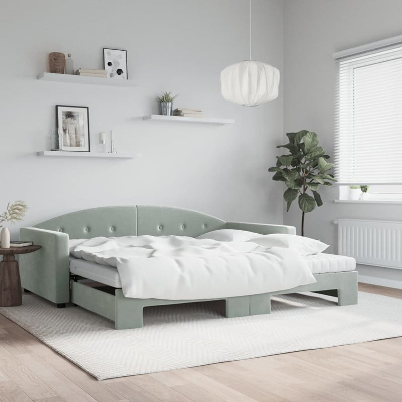 Slaapbank Onderschuifbed Matrassen 90X190Cm Fluweel