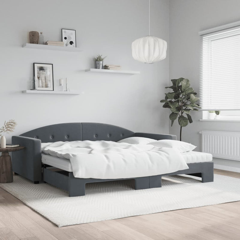 Slaapbank Onderschuifbed Matrassen 90X190Cm Fluweel