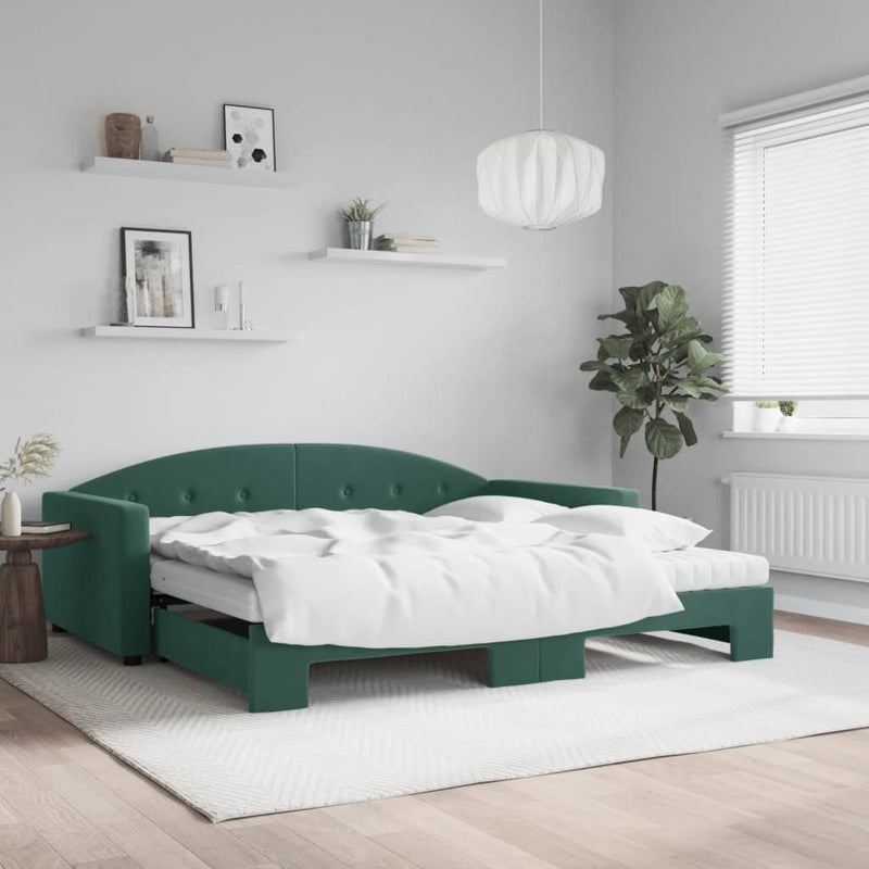 Slaapbank Onderschuifbed Matrassen 90X190Cm Fluweel