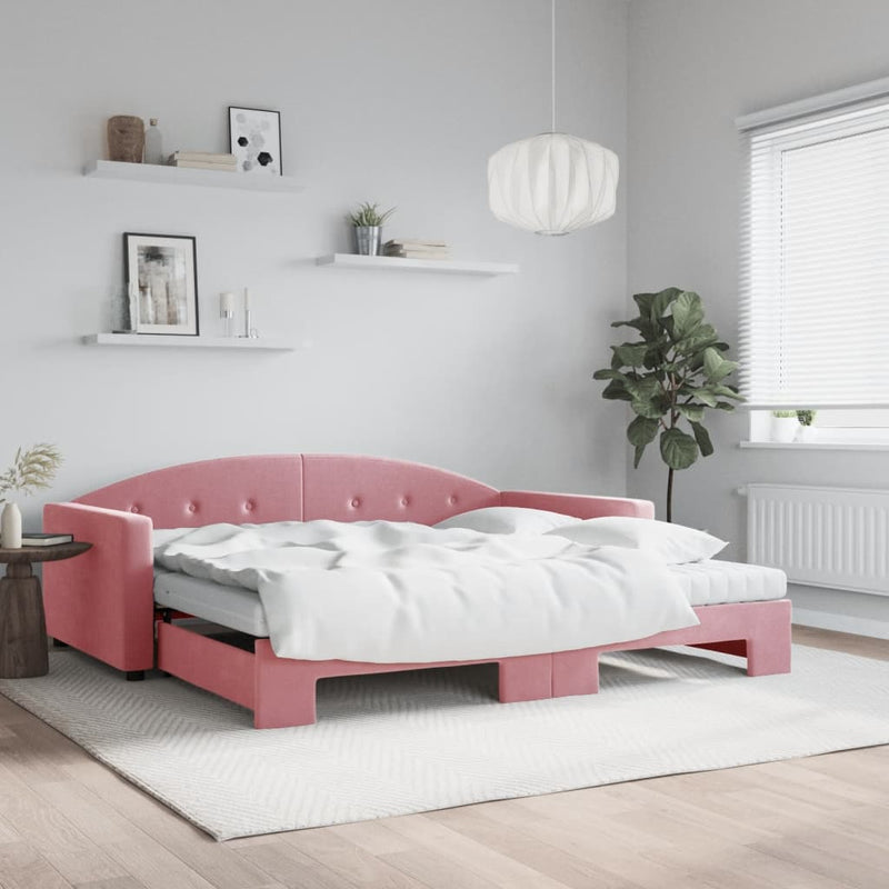 Slaapbank Onderschuifbed Matrassen 90X190Cm Fluweel