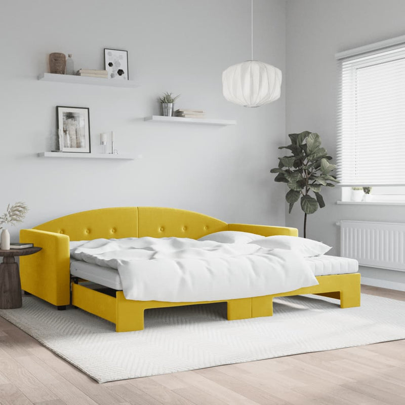 Slaapbank Onderschuifbed Matrassen 90X190Cm Fluweel