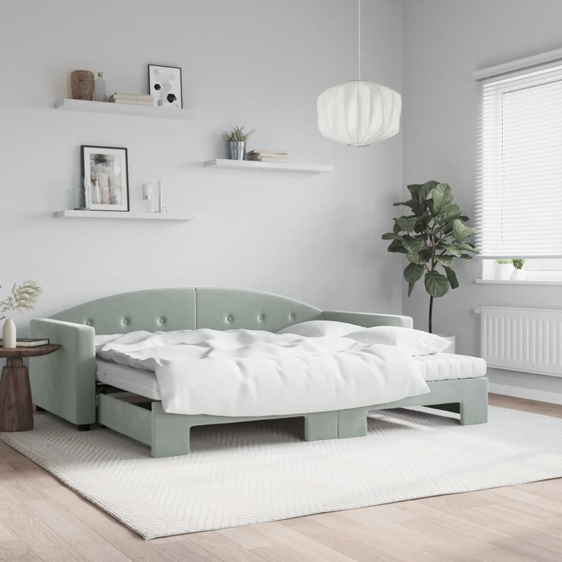Slaapbank Onderschuifbed Matrassen 90X190Cm Fluweel
