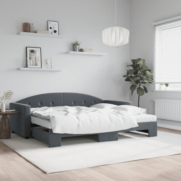 Slaapbank Onderschuifbed Matrassen 90X190Cm Fluweel