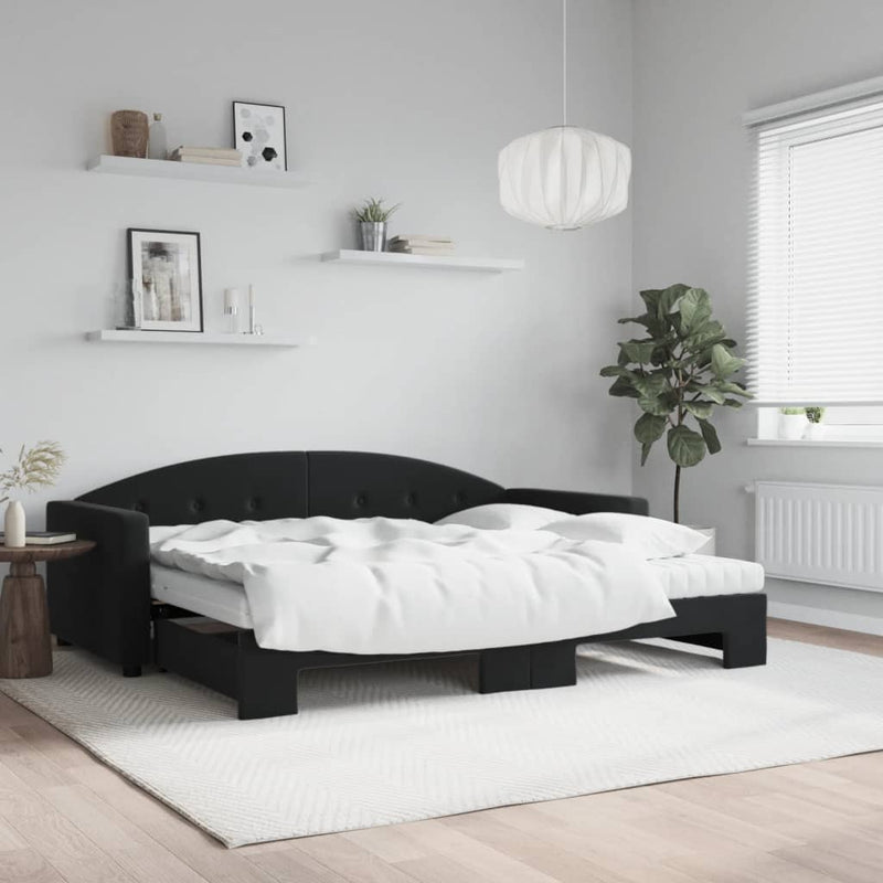 Slaapbank Onderschuifbed Matrassen 90X190Cm Fluweel
