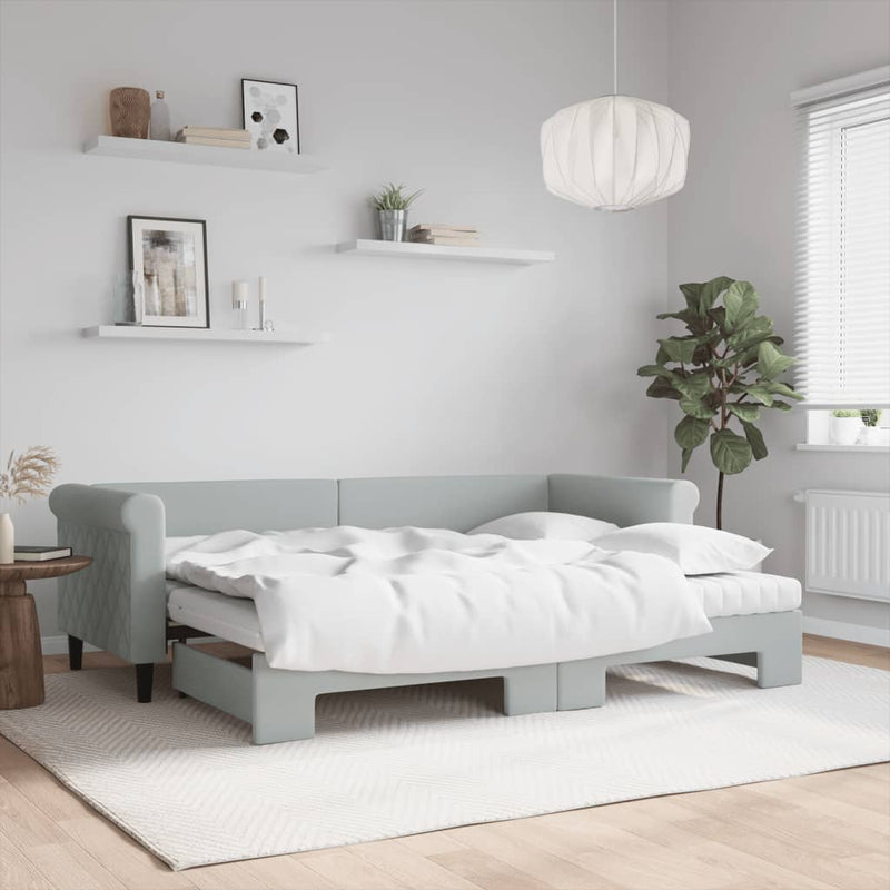 Slaapbank Onderschuifbed Matrassen 90X190Cm Fluweel
