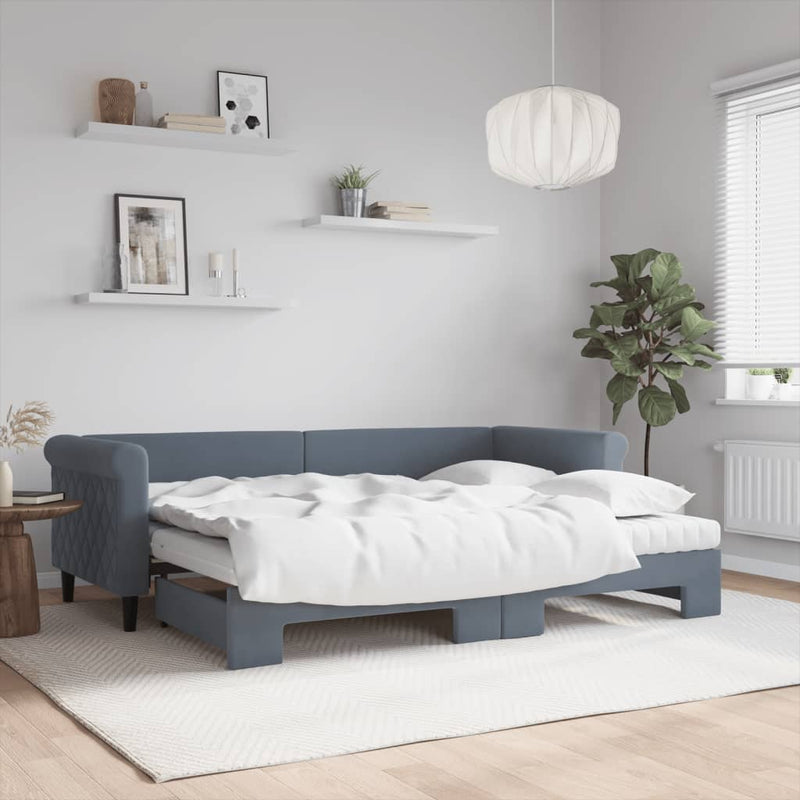 Slaapbank Onderschuifbed Matrassen 90X190Cm Fluweel