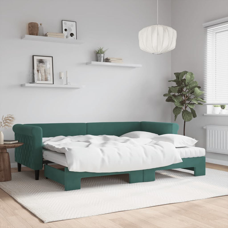 Slaapbank Onderschuifbed Matrassen 90X190Cm Fluweel