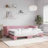 Slaapbank Onderschuifbed Matrassen 90X190Cm Fluweel