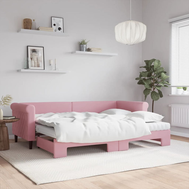 Slaapbank Onderschuifbed Matrassen 90X190Cm Fluweel
