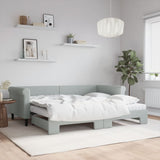 Slaapbank Onderschuifbed Matrassen 90X190Cm Fluweel