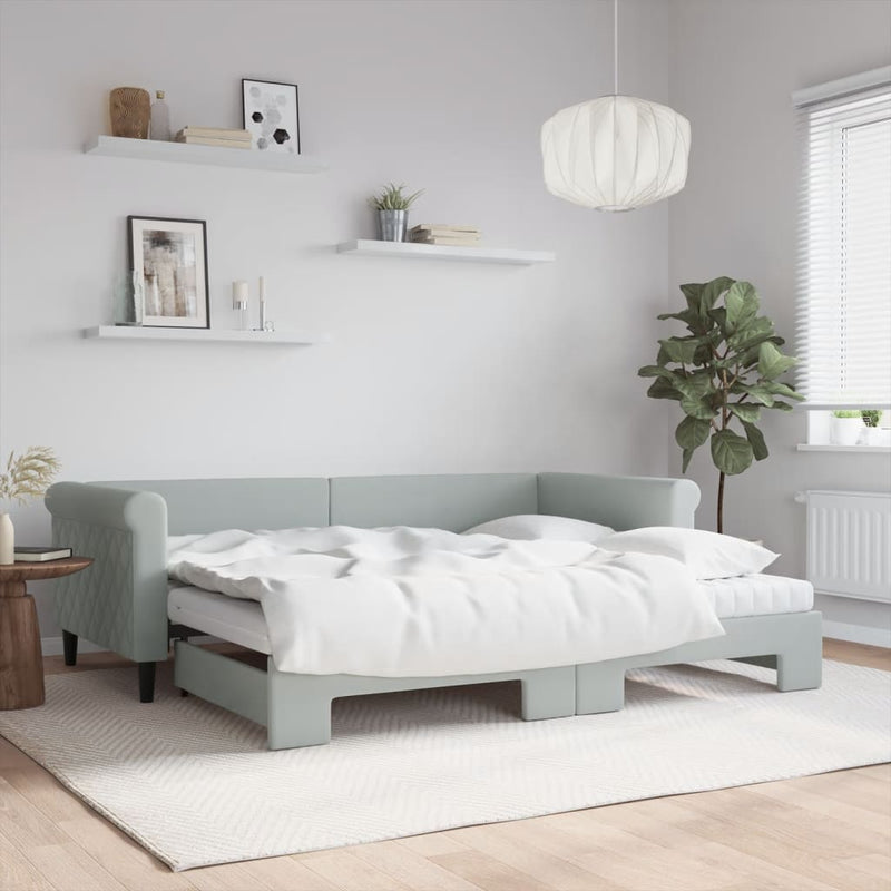 Slaapbank Onderschuifbed Matrassen 90X190Cm Fluweel