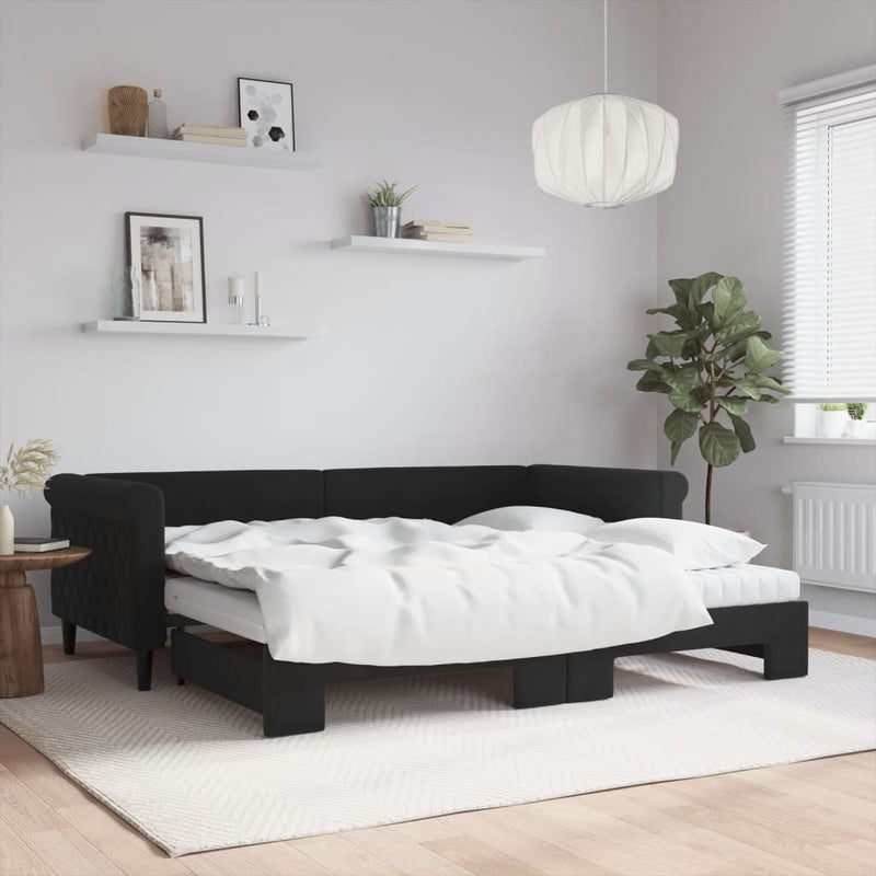 Slaapbank Onderschuifbed Matrassen 90X190Cm Fluweel