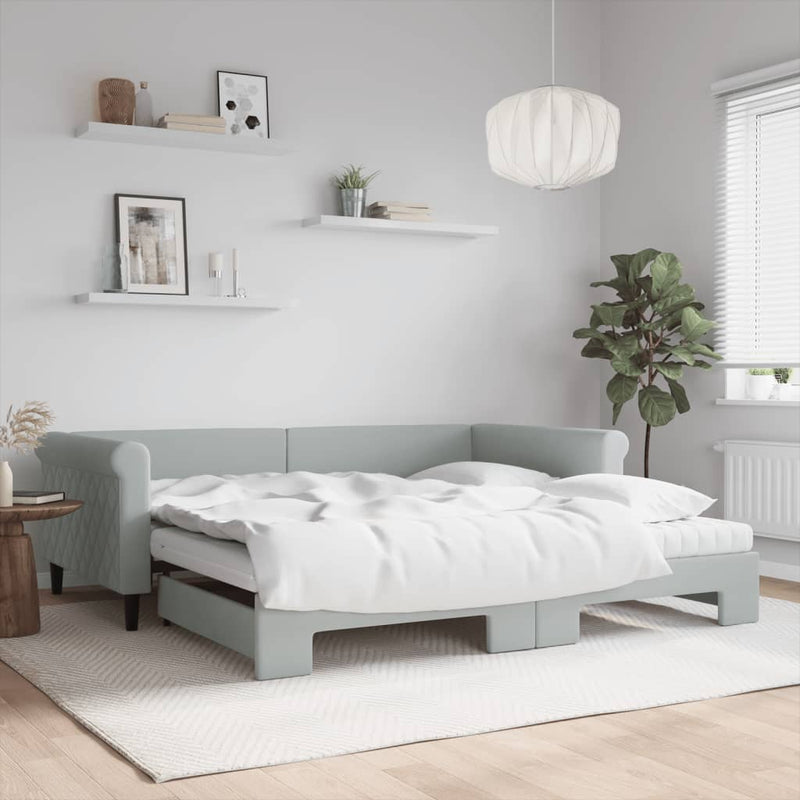 Slaapbank Onderschuifbed Matrassen 90X190Cm Fluweel