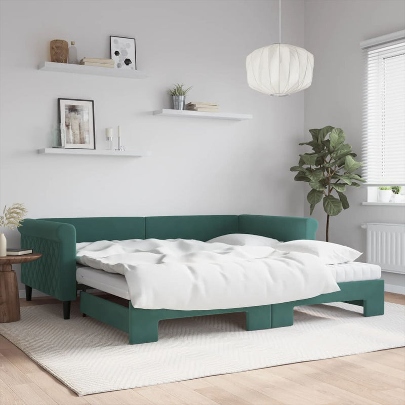 Slaapbank Onderschuifbed Matrassen 90X190Cm Fluweel