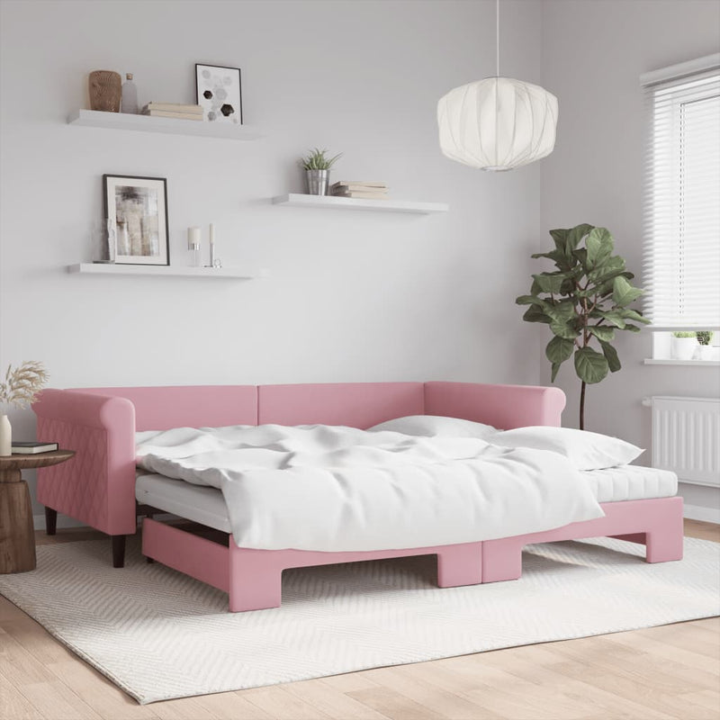 Slaapbank Onderschuifbed Matrassen 90X190Cm Fluweel