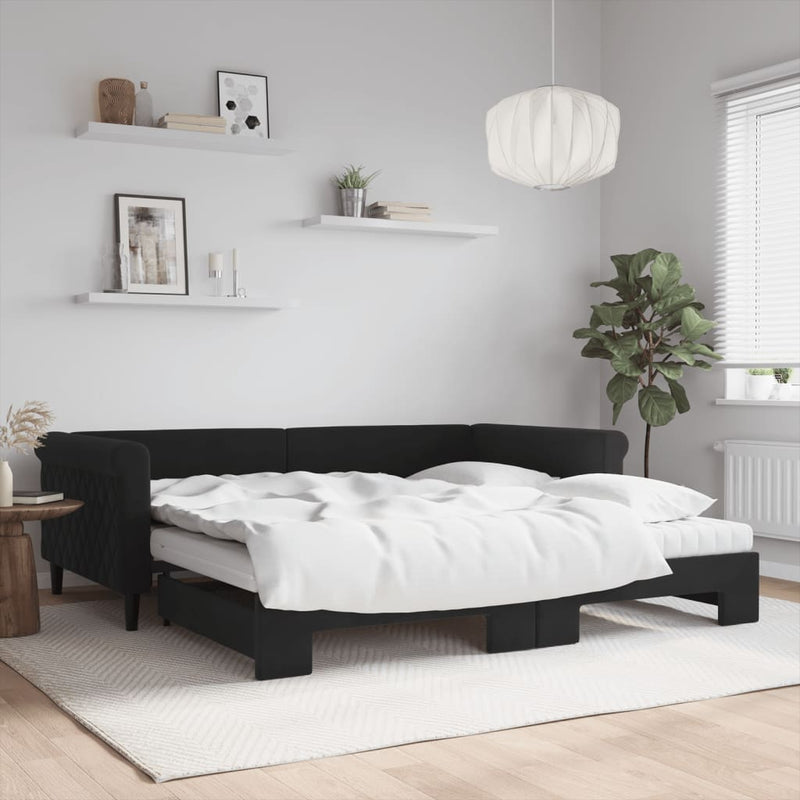 Slaapbank Onderschuifbed Matrassen 90X190Cm Fluweel