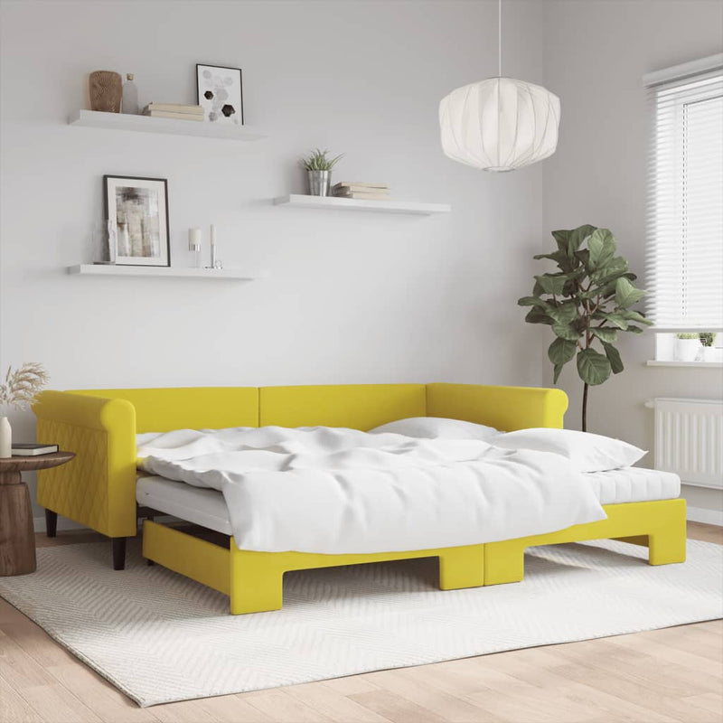 Slaapbank Onderschuifbed Matrassen 90X190Cm Fluweel
