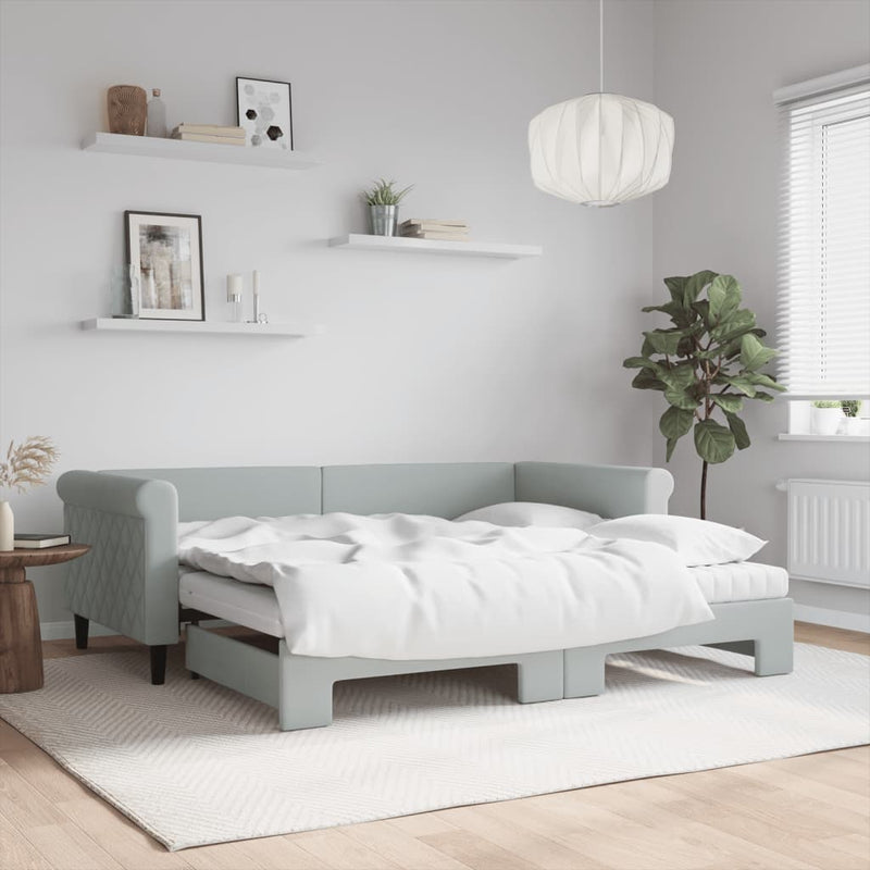 Slaapbank Onderschuifbed Matrassen 90X190Cm Fluweel