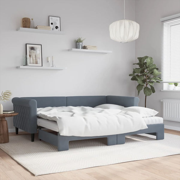 Slaapbank Onderschuifbed Matrassen 90X190Cm Fluweel