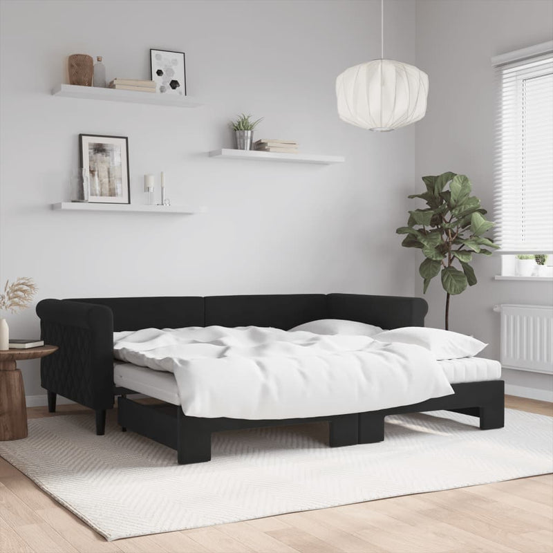 Slaapbank Onderschuifbed Matrassen 90X190Cm Fluweel