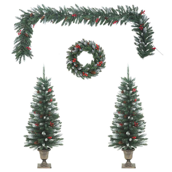 4-Delige Kerstdeurdecoratieset Pvc Groen