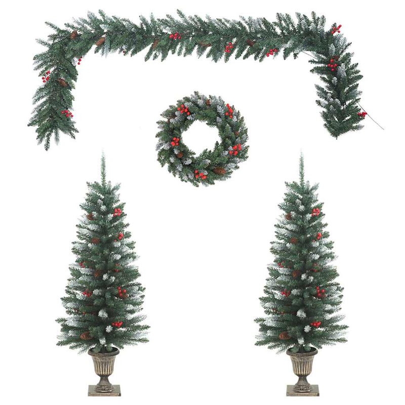 4-Delige Kerstdeurdecoratieset Pvc Groen