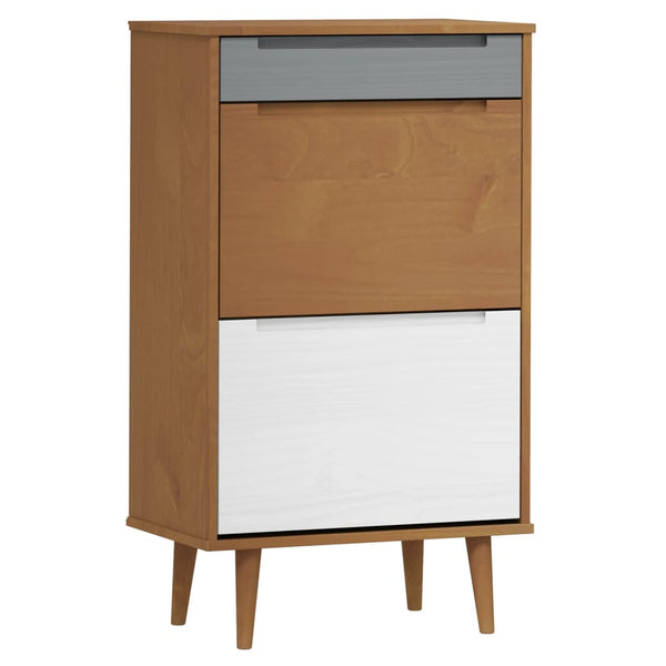 Schoenenkast Molde 59,5X35X103 Cm Massief Grenenhout