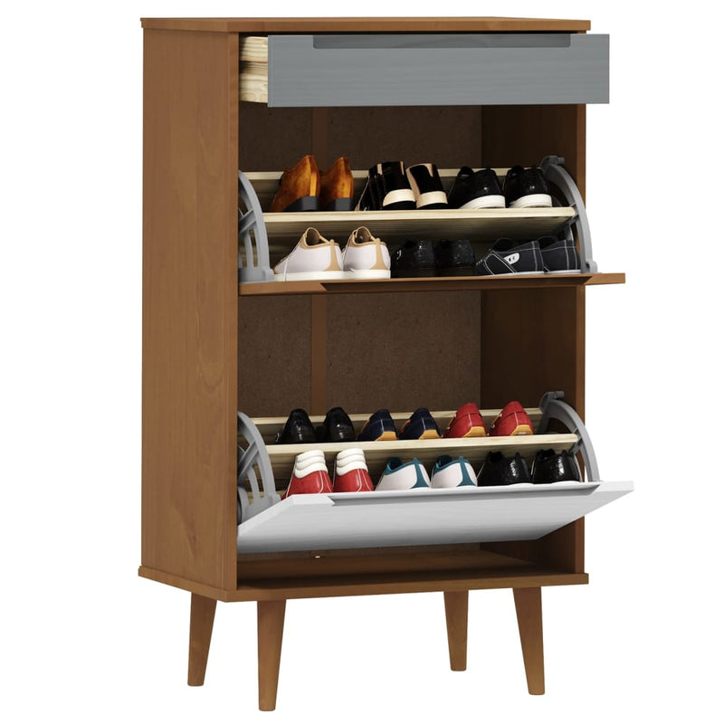 Schoenenkast Molde 59,5X35X103 Cm Massief Grenenhout