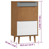 Schoenenkast Molde 59,5X35X103 Cm Massief Grenenhout