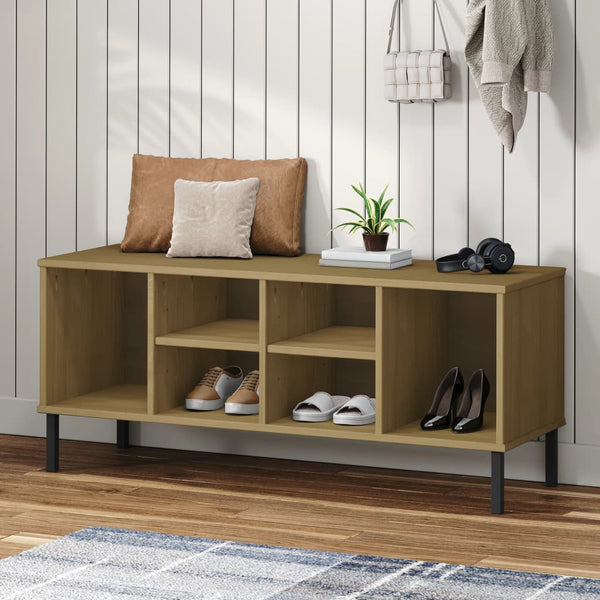Schoenenrek Met Metalen Poten Oslo 106X35X45Cm Grenenhout