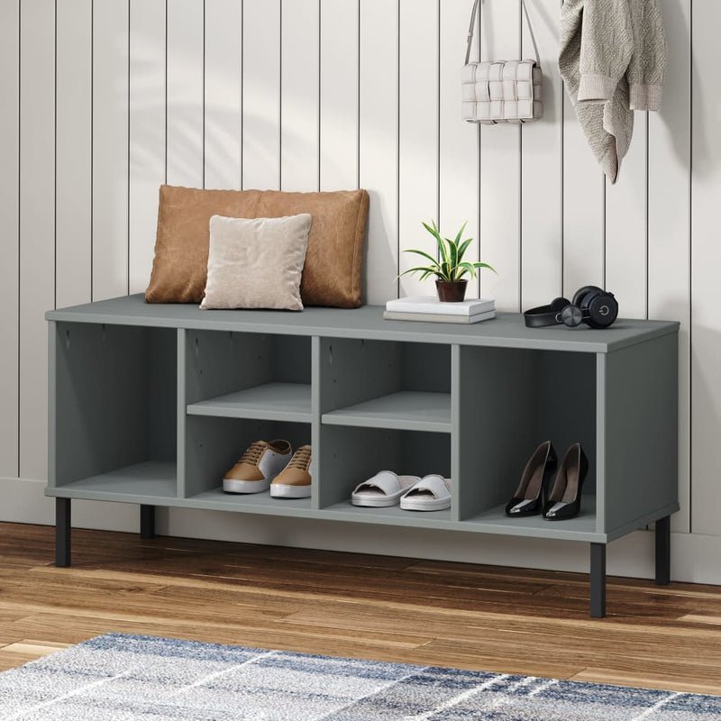 Schoenenrek Met Metalen Poten Oslo 106X35X45Cm Grenenhout
