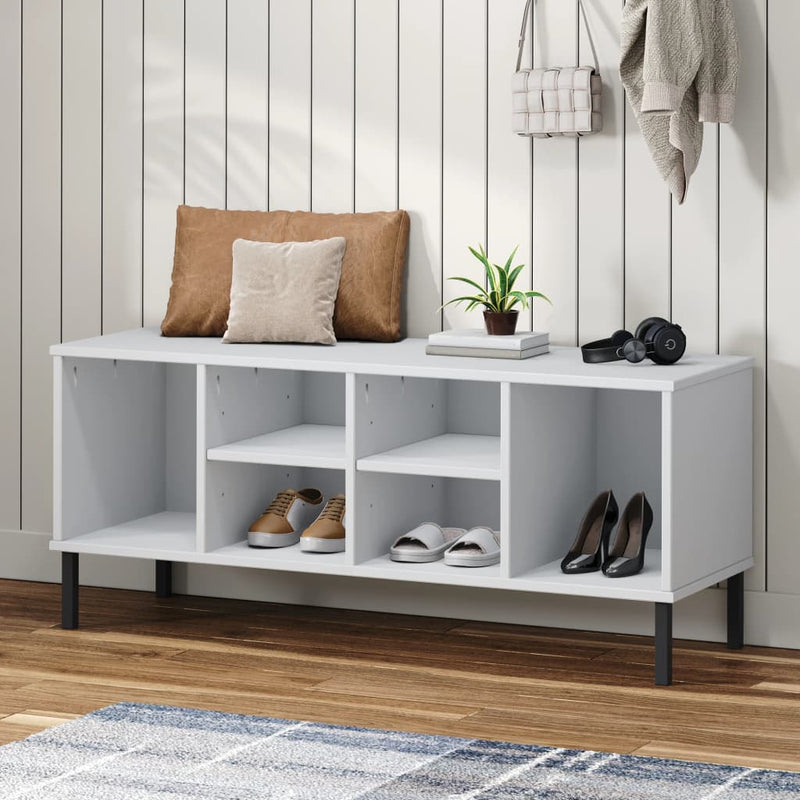 Schoenenrek Met Metalen Poten Oslo 106X35X45Cm Grenenhout