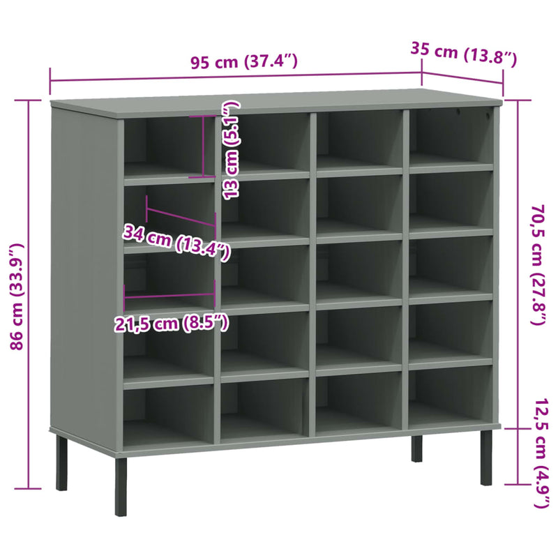 Schoenenrek Met Metalen Poten Oslo 95X35X86 Cm Grenen