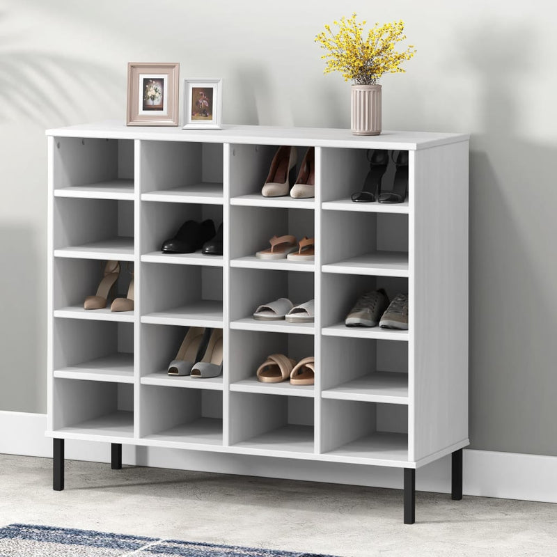 Schoenenrek Met Metalen Poten Oslo 95X35X86 Cm Grenen