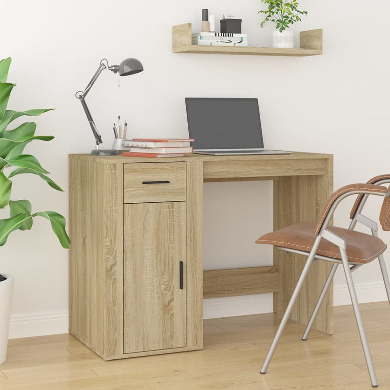 Bureau Met Lade 100 X 49 X 75 Cm Bewerkt Hout
