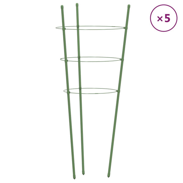Plantensteunen Met 3 Ringen 75 Cm Staal Groen