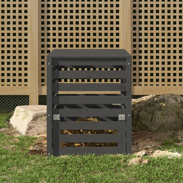 Compostbak 63,5X63,5X77,5 Cm Massief Grenenhout Grijs
