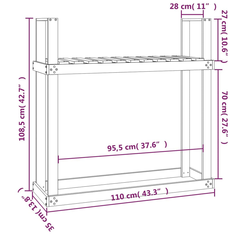 Haardhoutrek 110X35X108,5 Cm Massief Grenenhout Wit