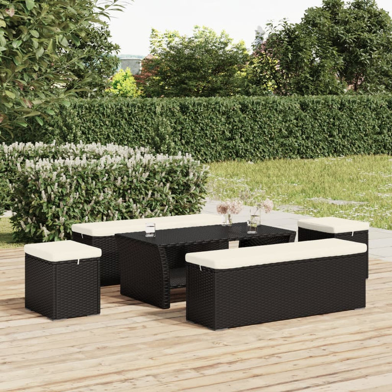 Hocker Met Kussen 40X30X40 Cm Poly Rattan