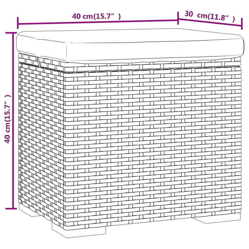 Hocker Met Kussen 40X30X40 Cm Poly Rattan