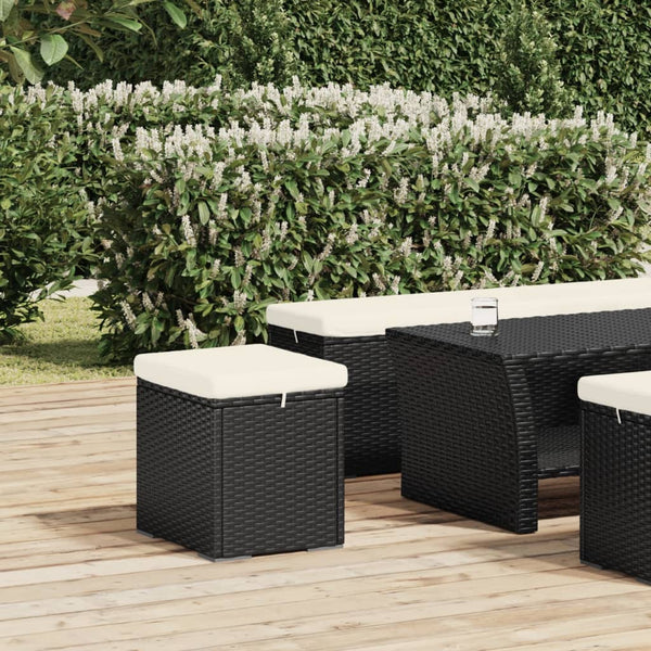 Hocker Met Kussen 40X30X40 Cm Poly Rattan