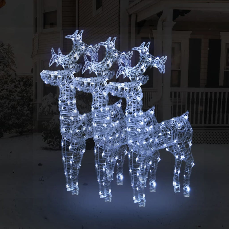 Kerstdecoratie Rendieren 90 Led's Acryl Koudwit