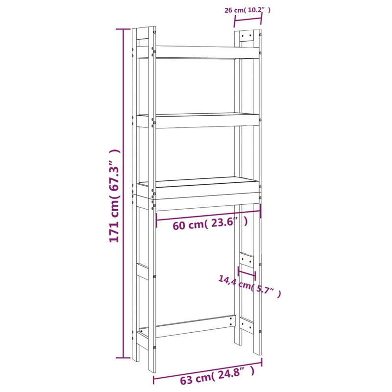 Toiletrek 63X26X171 Cm Massief Grenenhout
