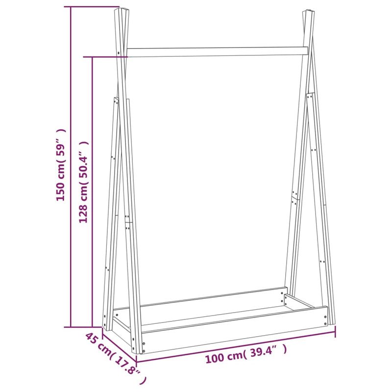 Kledingrek 100X45X150 Cm Massief Grenenhout