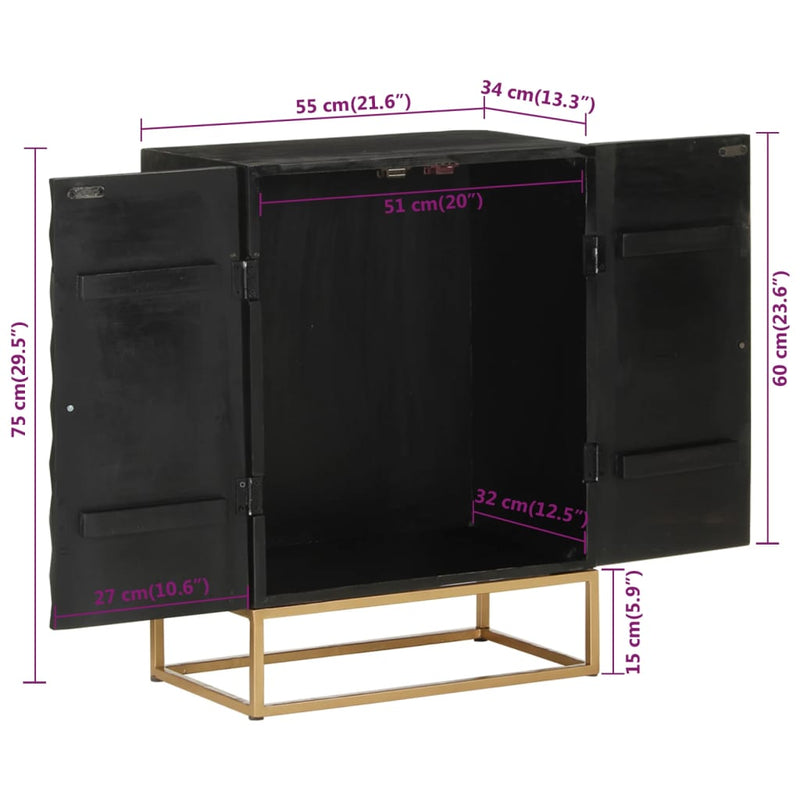 Dressoir Massief Mangohout En Ijzer Zwart