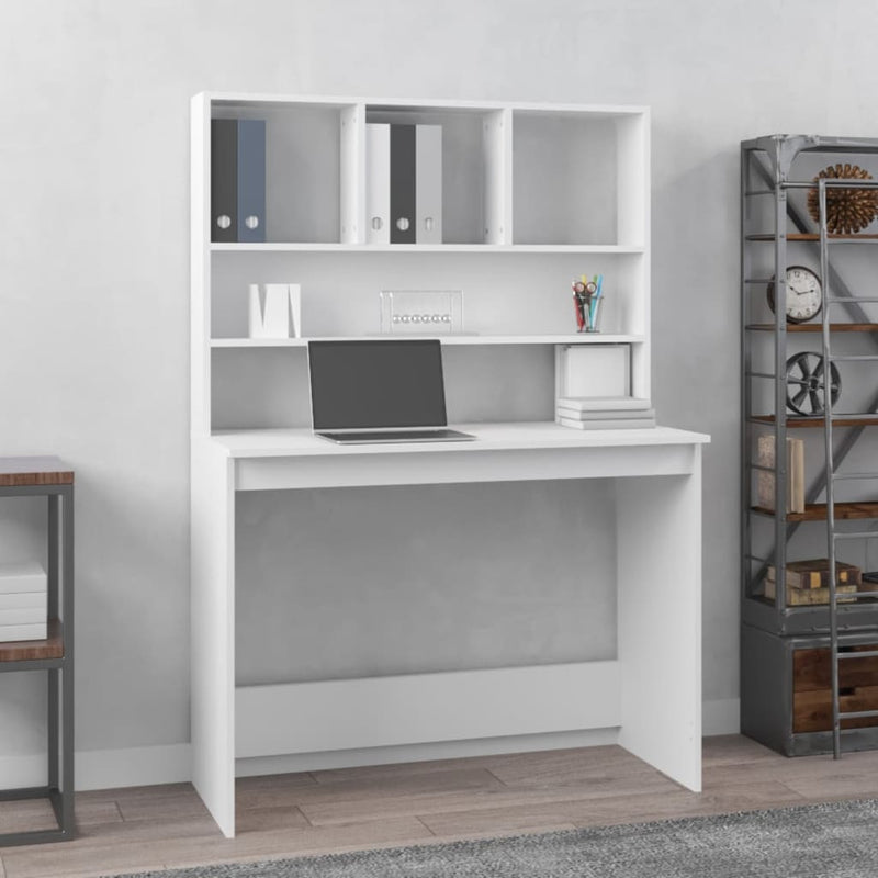 Bureau Met Schappen 102X45X148 Cm Bewerkt Hout Kleur