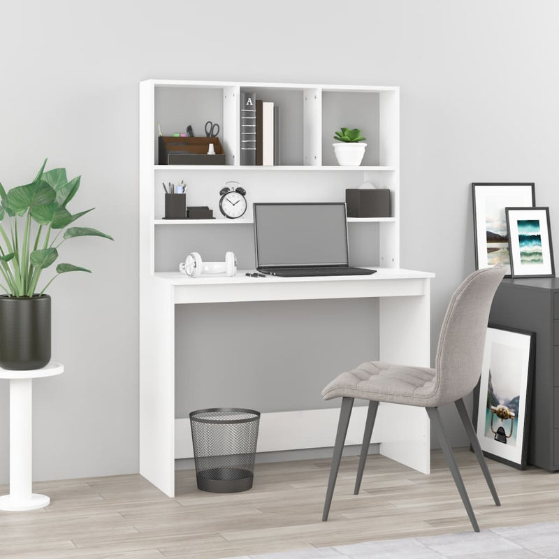 Bureau Met Schappen 102X45X148 Cm Bewerkt Hout Kleur