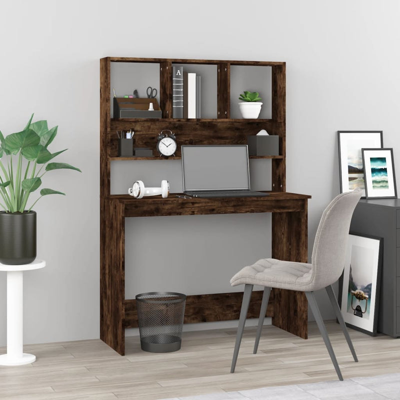 Bureau Met Schappen 102X45X148 Cm Bewerkt Hout Kleur